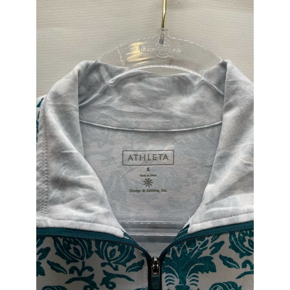 Athleta 1/4 Zip Pullover Long Sleeve Pineapple Floral Stretch Size Small Womens - Picture 2 of 6